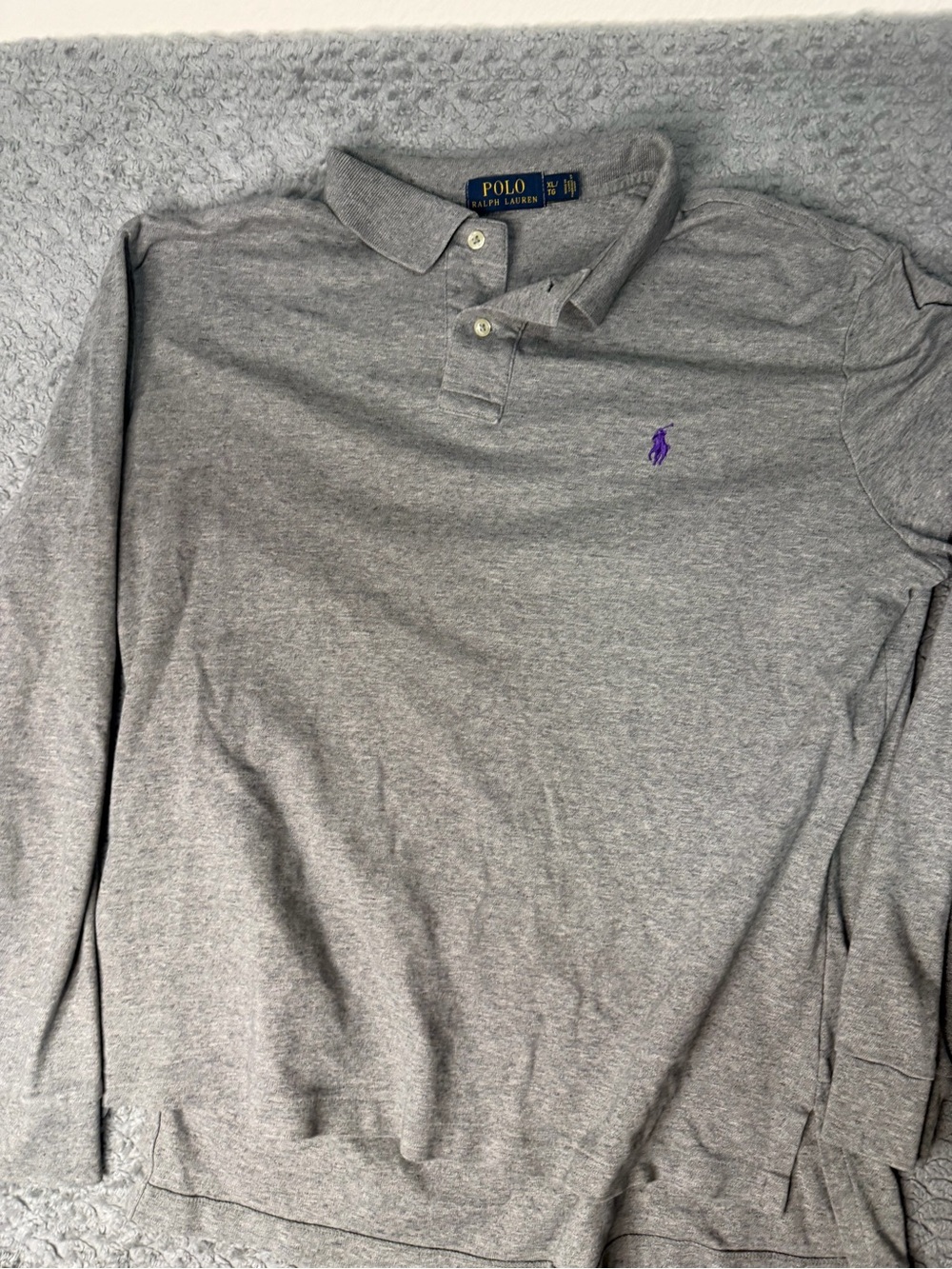 Ralph Lauren Grey Long-Sleeve Polo with Purple Pony